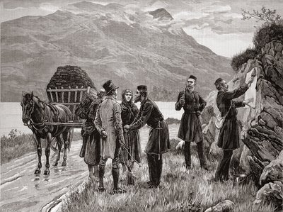 De toestand van Ierland: Het plaatsen van de regeringsproclamatie in Connemara, uit 